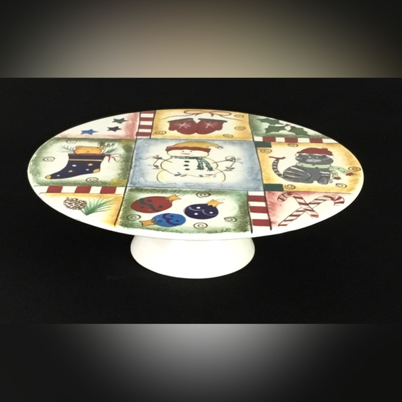 Pfaltzgraff “Holiday Magic” hand painted-pedestal cake plate